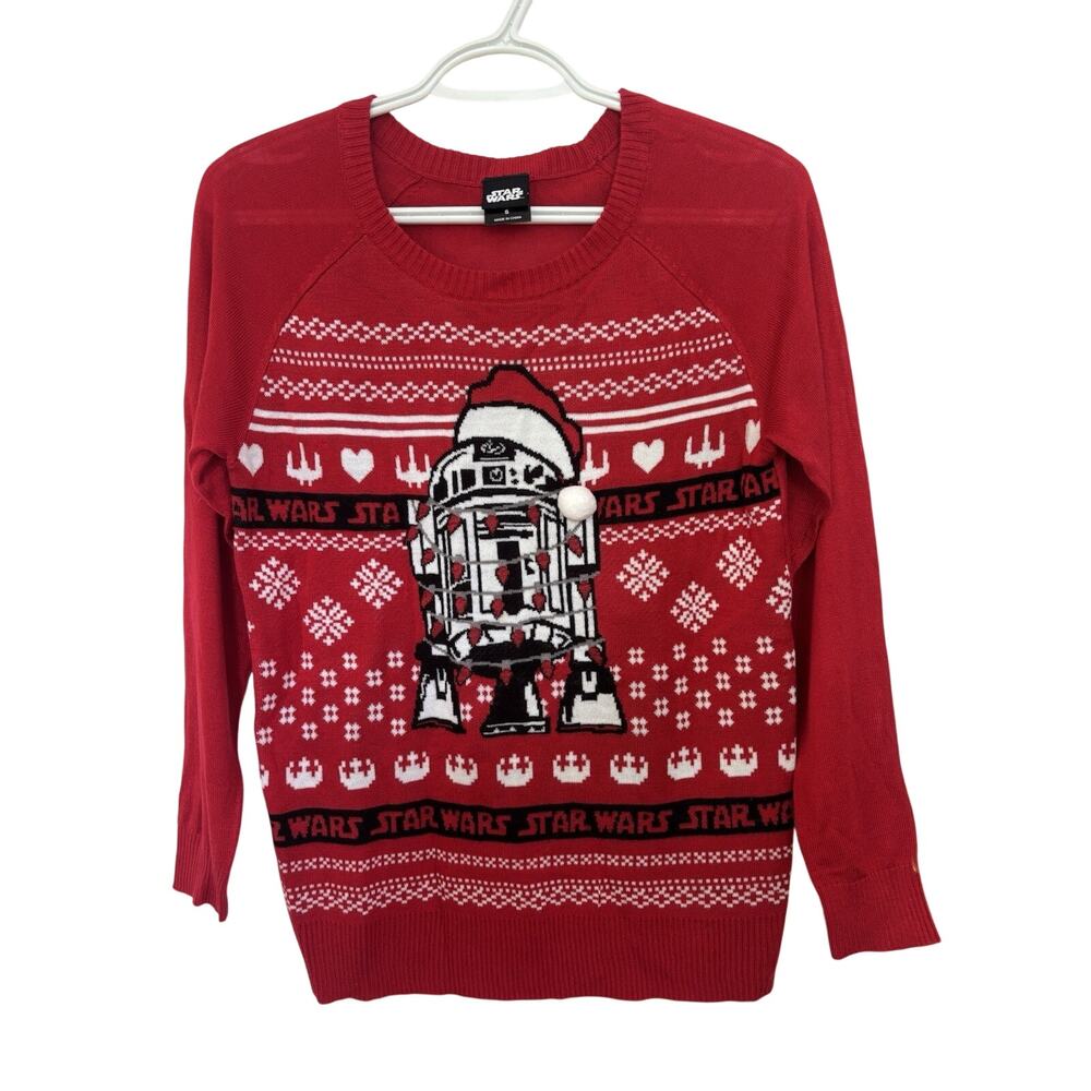 Star Wars R2-D2 Red Christmas Holiday Ugly Sweater Party Small Pom Pom